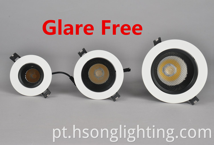 Novo design de alta qualidade 12W Led Downlight Anti Glare com Honeycomb Robled Downlight para iluminação interna
